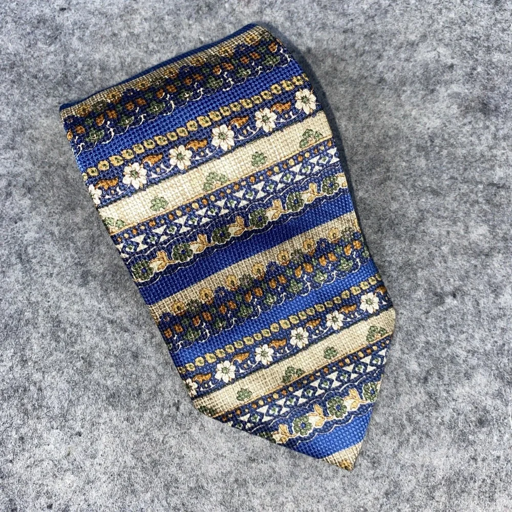 Brooks Brothers Blue‎ Florette Neat Geometric Silk Tie USA Corpcore